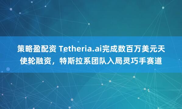 策略盈配资 Tetheria.ai完成数百万美元天使轮融资，特斯拉系团队入局灵巧手赛道