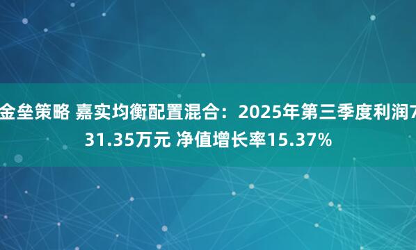 金垒策略 嘉实均衡配置混合：2025年第三季度利润731.35万元 净值增长率15.37%
